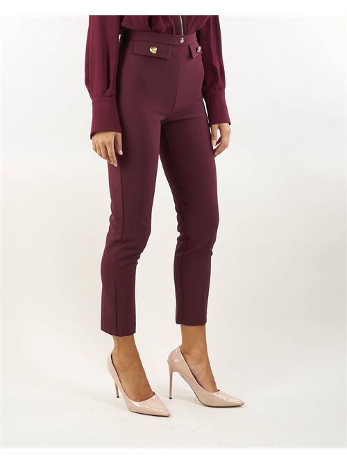 Straight trousers in stretch crepe with logo rivet Elisabetta Franchi ELISABETTA FRANCHI | Pants | PA02446E2CG3